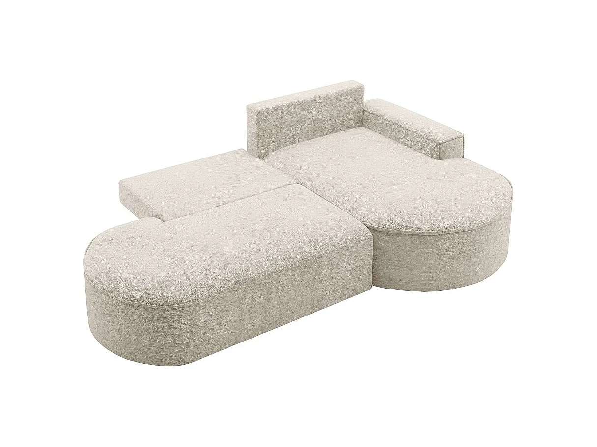 Canapé d'angle convertible 4 places en tissu chenille blanc MARLO