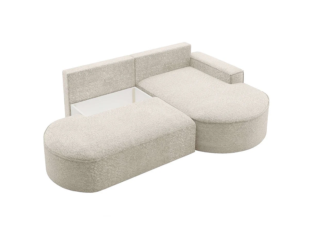 Canapé d'angle convertible 4 places en tissu chenille blanc MARLO