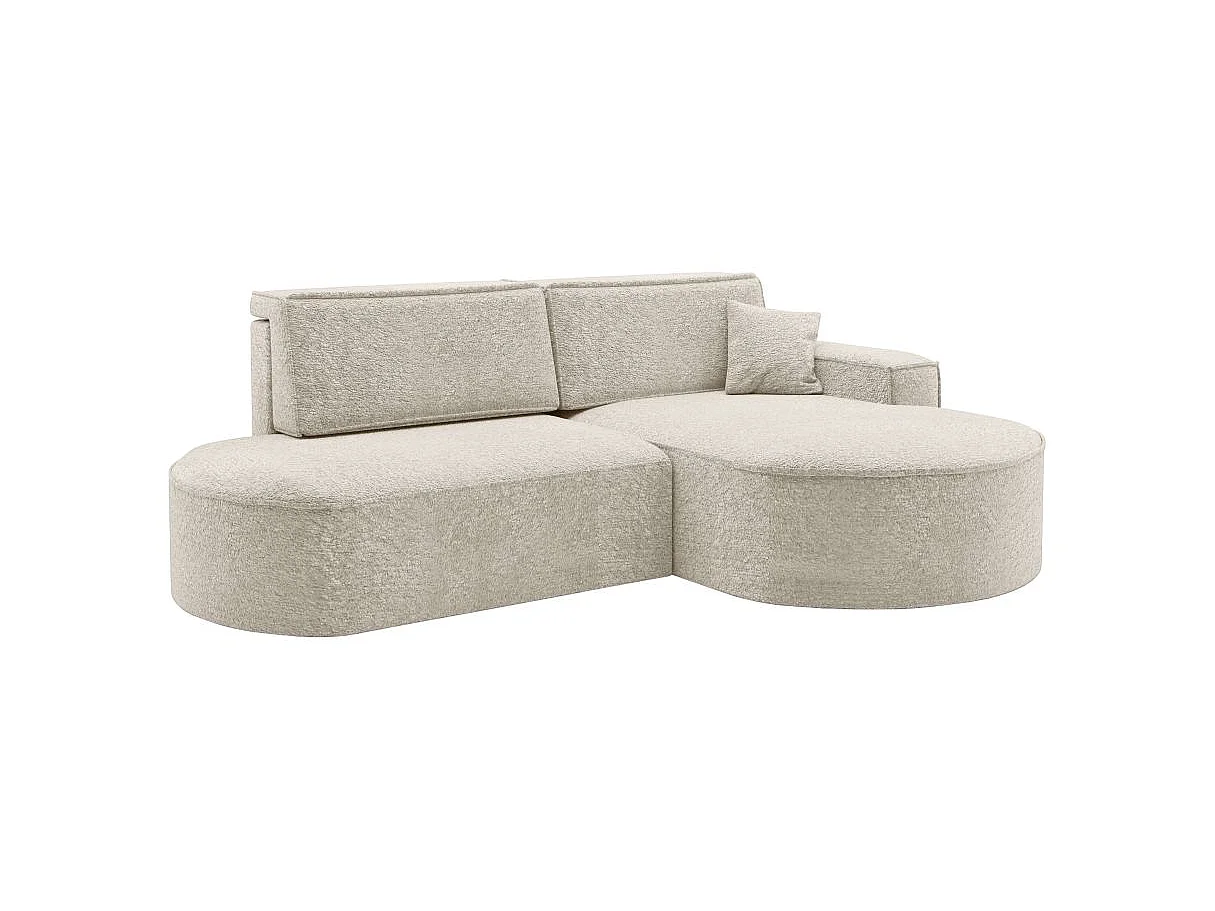 Canapé d'angle convertible 4 places en tissu chenille blanc MARLO