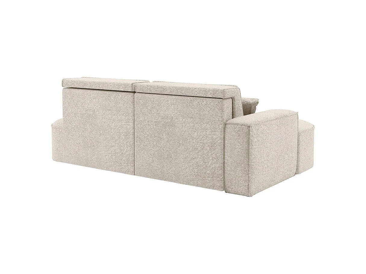 Canapé d'angle convertible 4 places en tissu chenille blanc MARLO