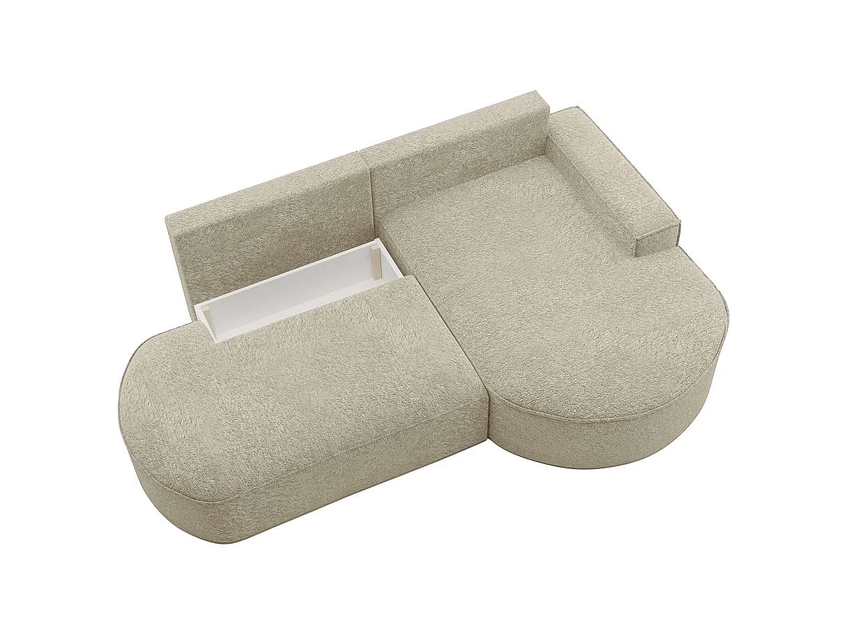 Canapé d'angle convertible 4 places en tissu chenille beige MARLO