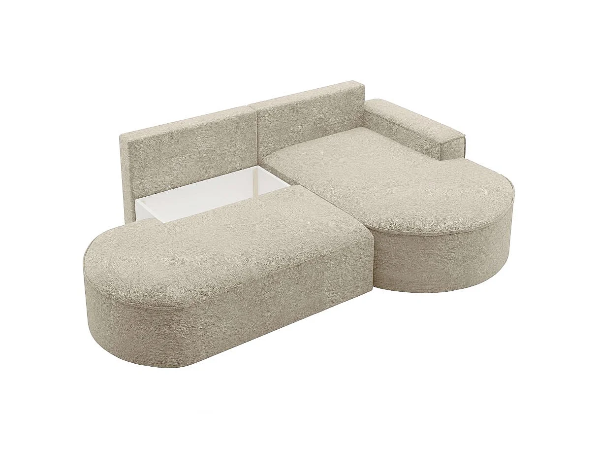 Canapé d'angle convertible 4 places en tissu chenille beige MARLO