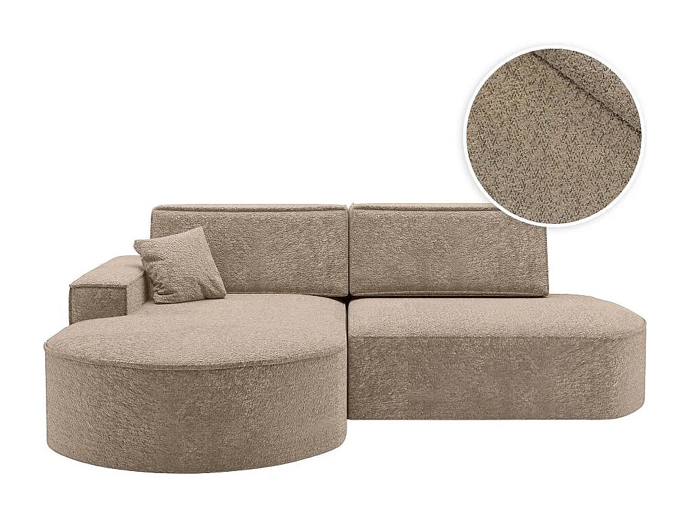 Canapé d'angle gauche convertible 4 places MARLO en tissu chenille - Taupe