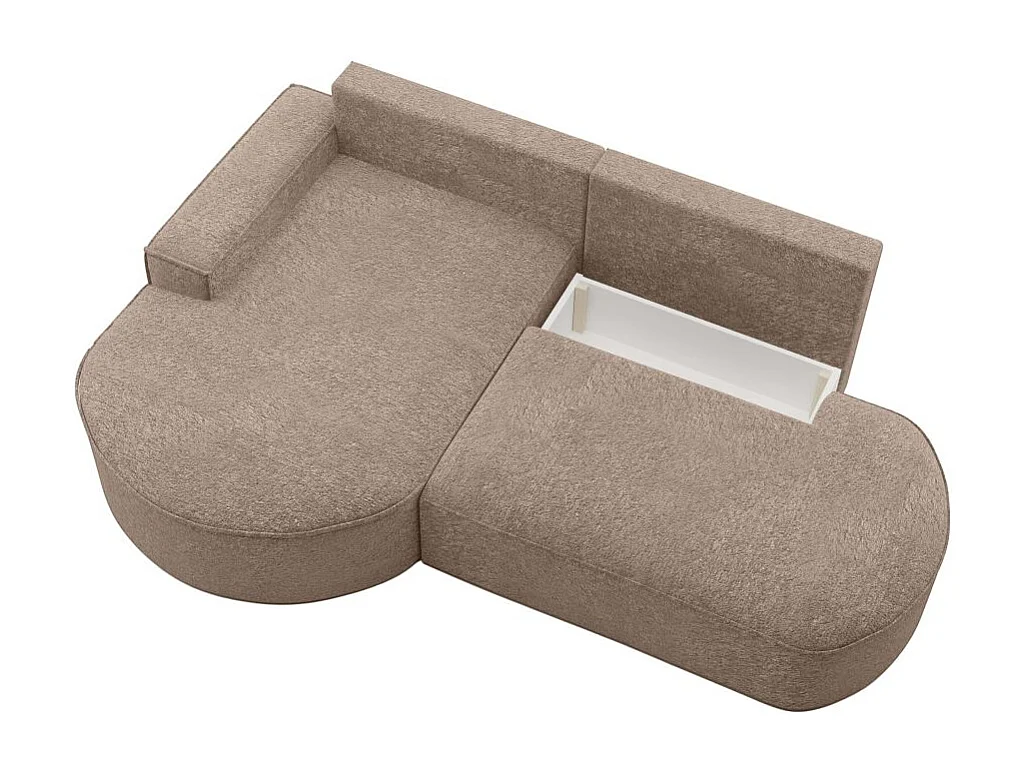 Canapé d'angle gauche convertible 4 places MARLO en tissu chenille - Taupe