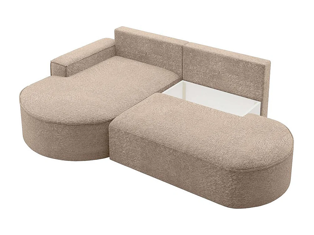 Canapé d'angle gauche convertible 4 places MARLO en tissu chenille - Taupe