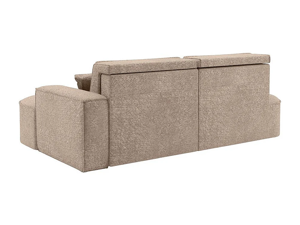 Canapé d'angle gauche convertible 4 places MARLO en tissu chenille - Taupe