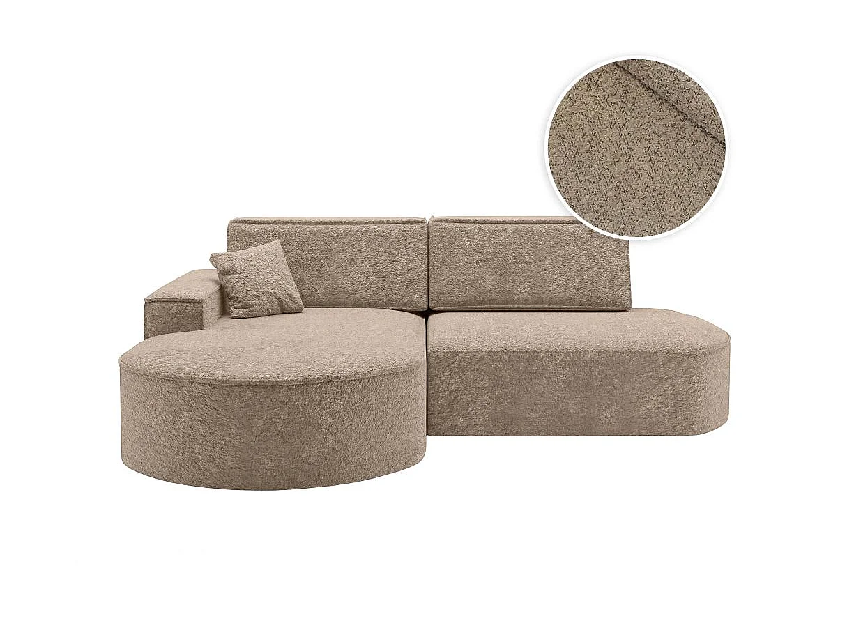 Canapé d'angle convertible 4 places en tissu chenille taupe MARLO