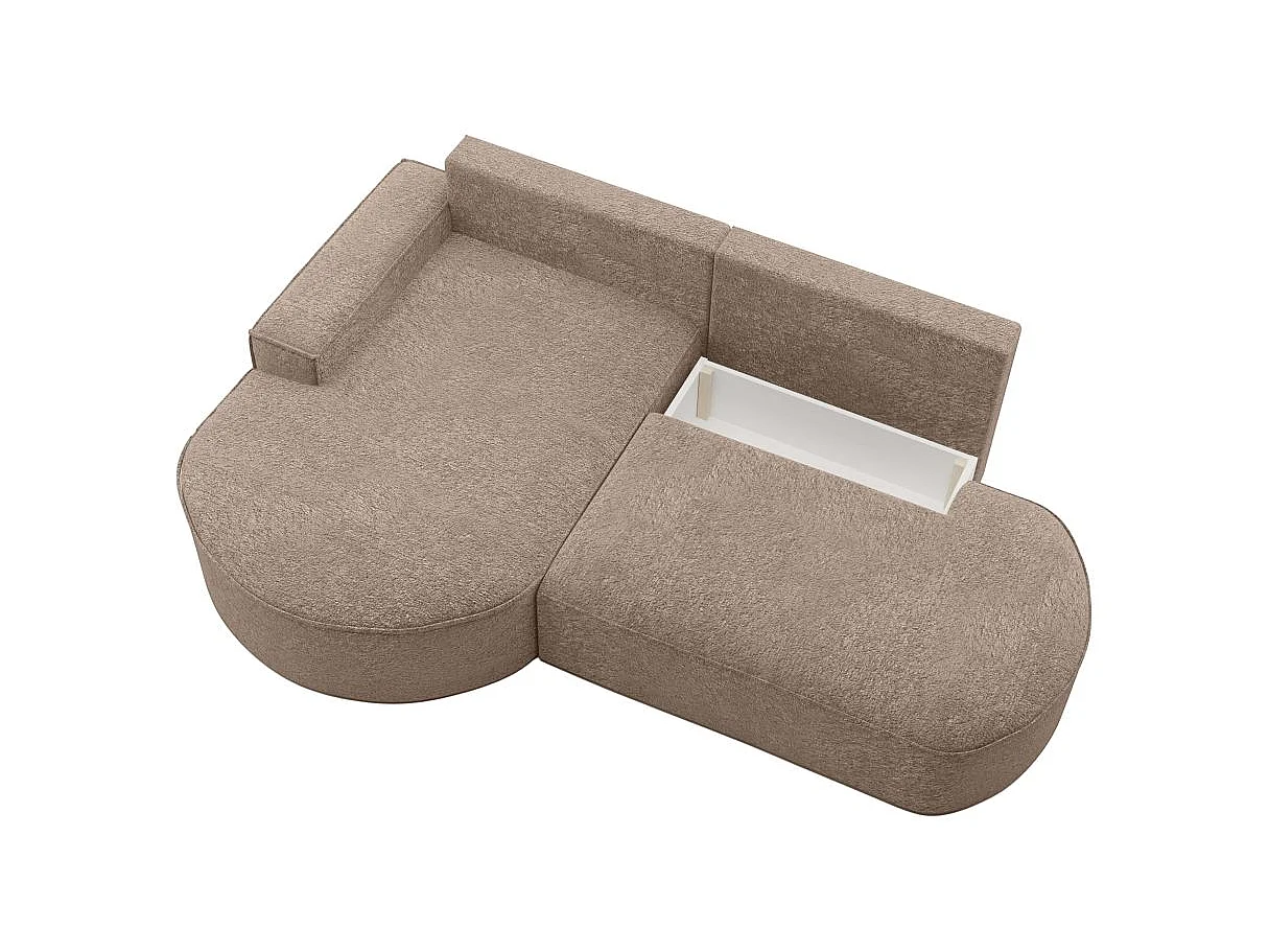 Canapé d'angle convertible 4 places en tissu chenille taupe MARLO