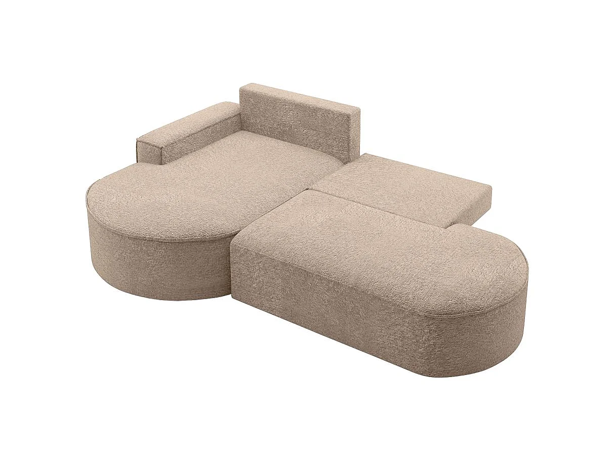 Canapé d'angle convertible 4 places en tissu chenille taupe MARLO