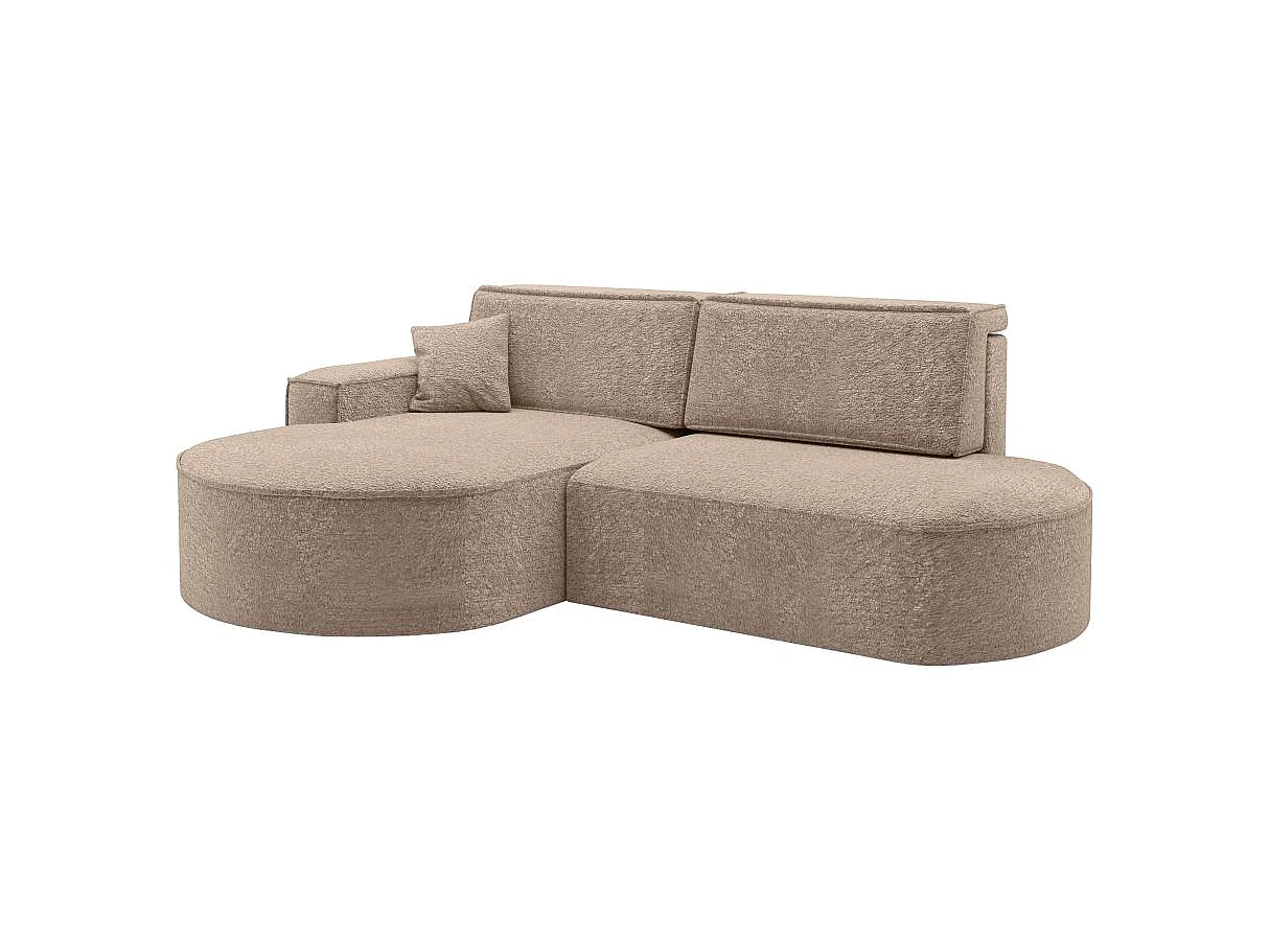 Canapé d'angle convertible 4 places en tissu chenille taupe MARLO