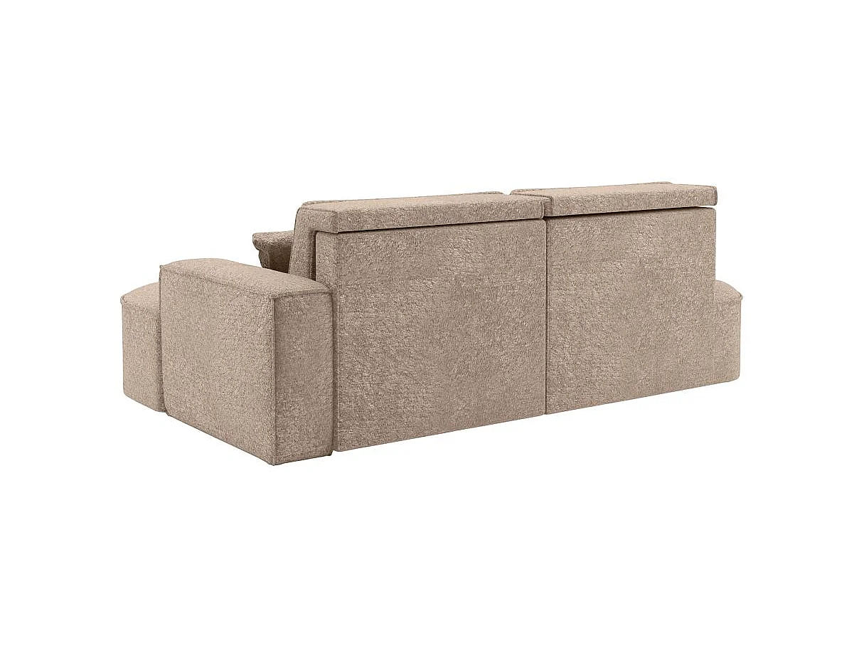 Canapé d'angle convertible 4 places en tissu chenille taupe MARLO