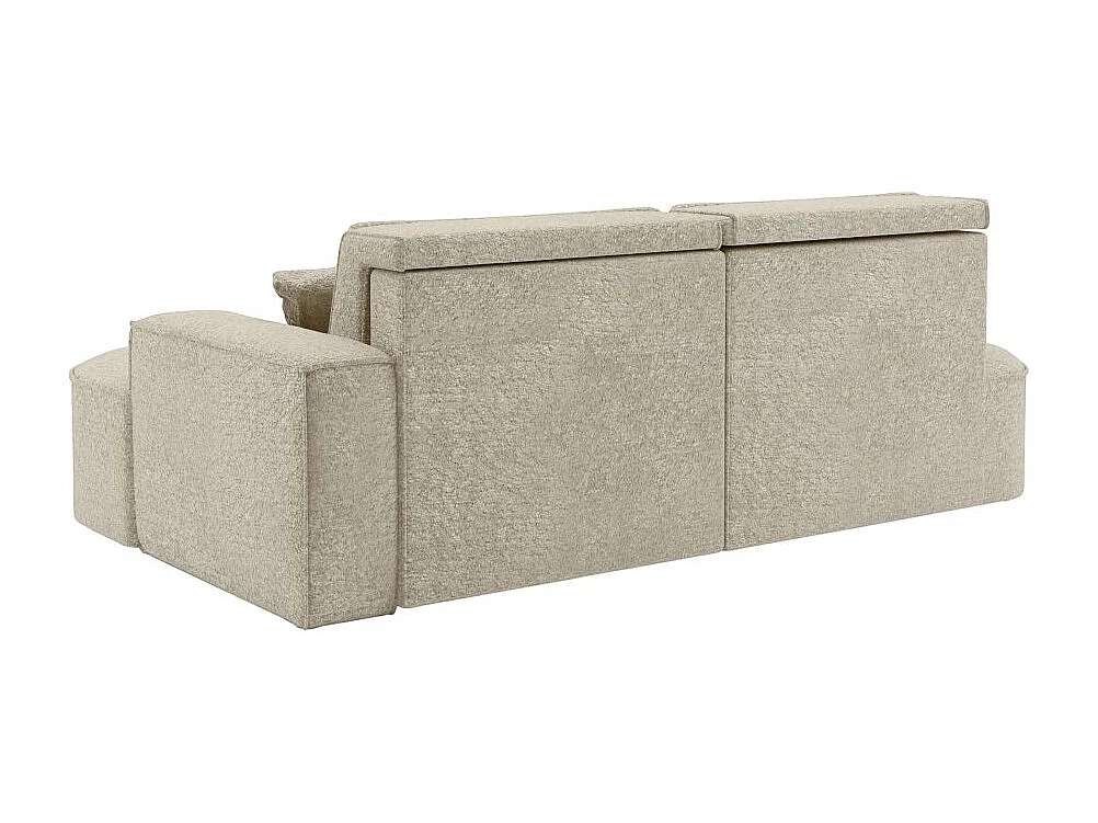 Canapé d'angle gauche convertible 4 places MARLO en tissu chenille - Beige