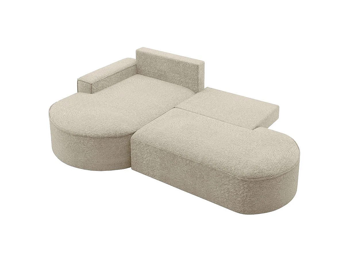 Canapé d'angle convertible 4 places en tissu chenille beige MARLO