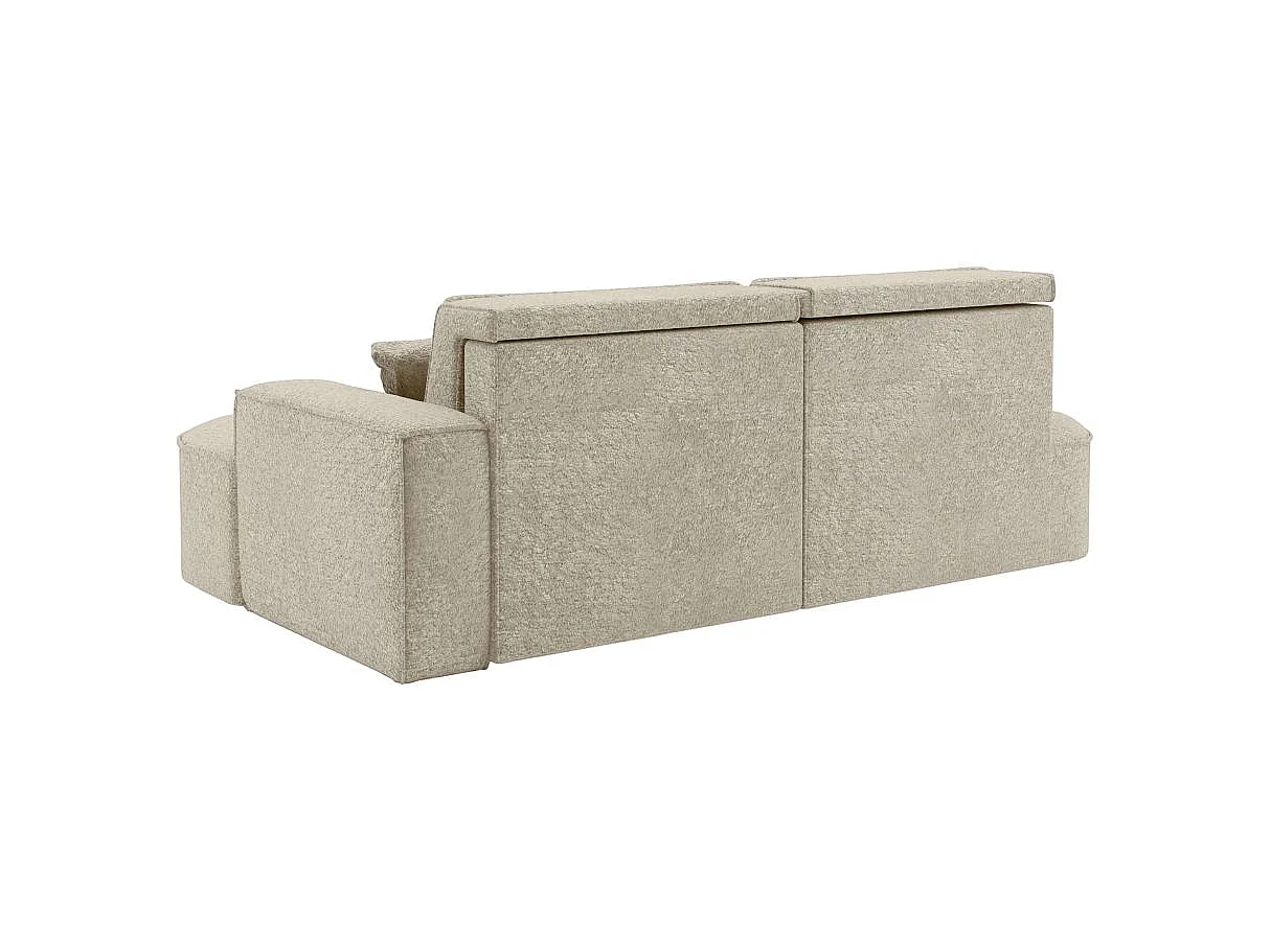 Canapé d'angle convertible 4 places en tissu chenille beige MARLO