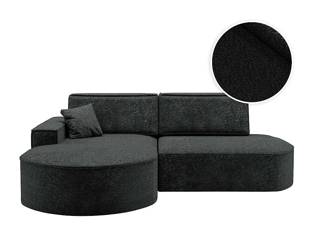 Canapé d'angle gauche convertible 4 places MARLO en tissu chenille - Gris anthracite
