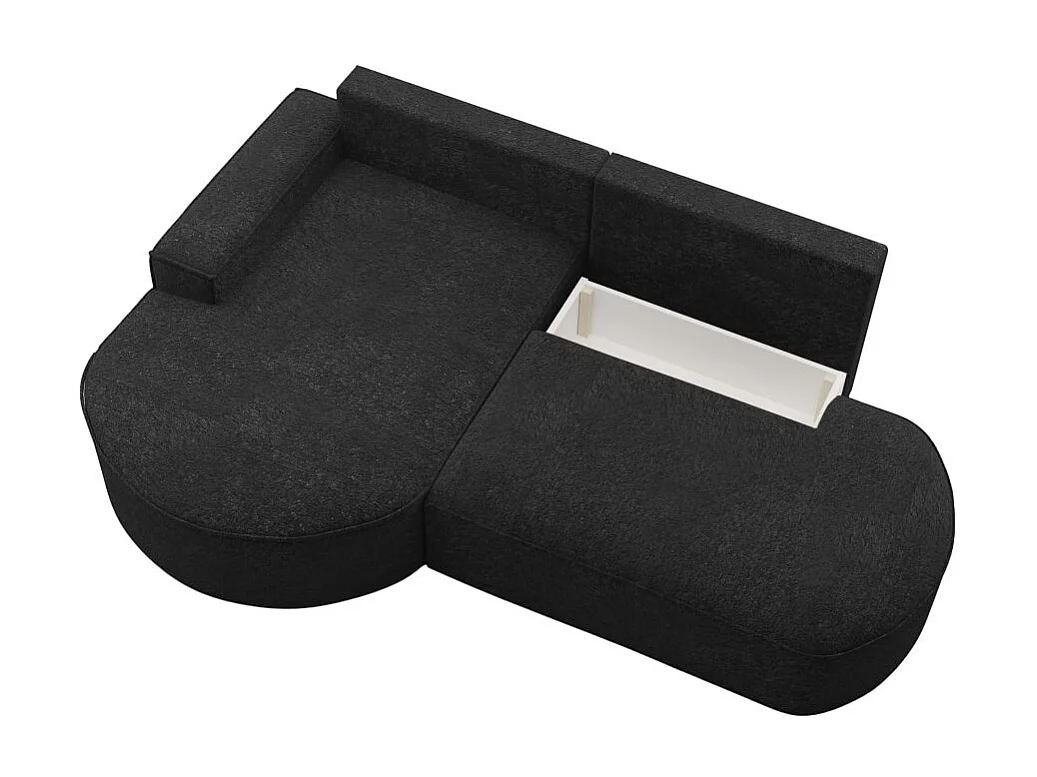 Canapé d'angle gauche convertible 4 places MARLO en tissu chenille - Gris anthracite