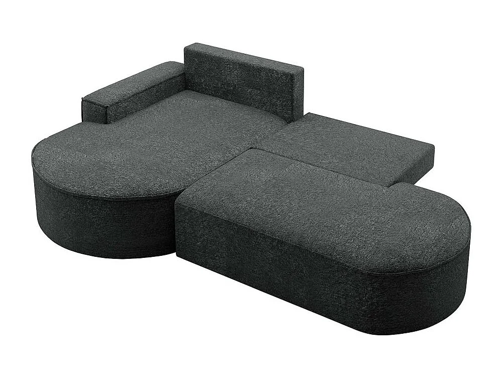 Canapé d'angle gauche convertible 4 places MARLO en tissu chenille - Gris anthracite