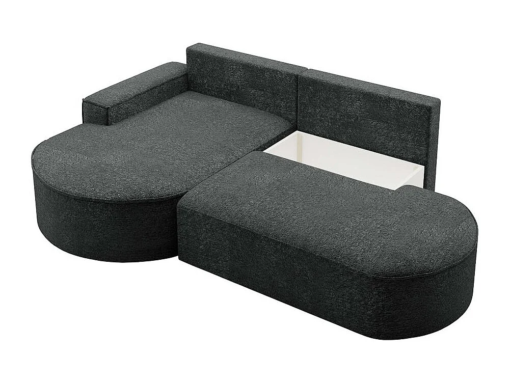 Canapé d'angle gauche convertible 4 places MARLO en tissu chenille - Gris anthracite