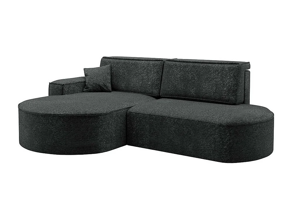 Canapé d'angle gauche convertible 4 places MARLO en tissu chenille - Gris anthracite