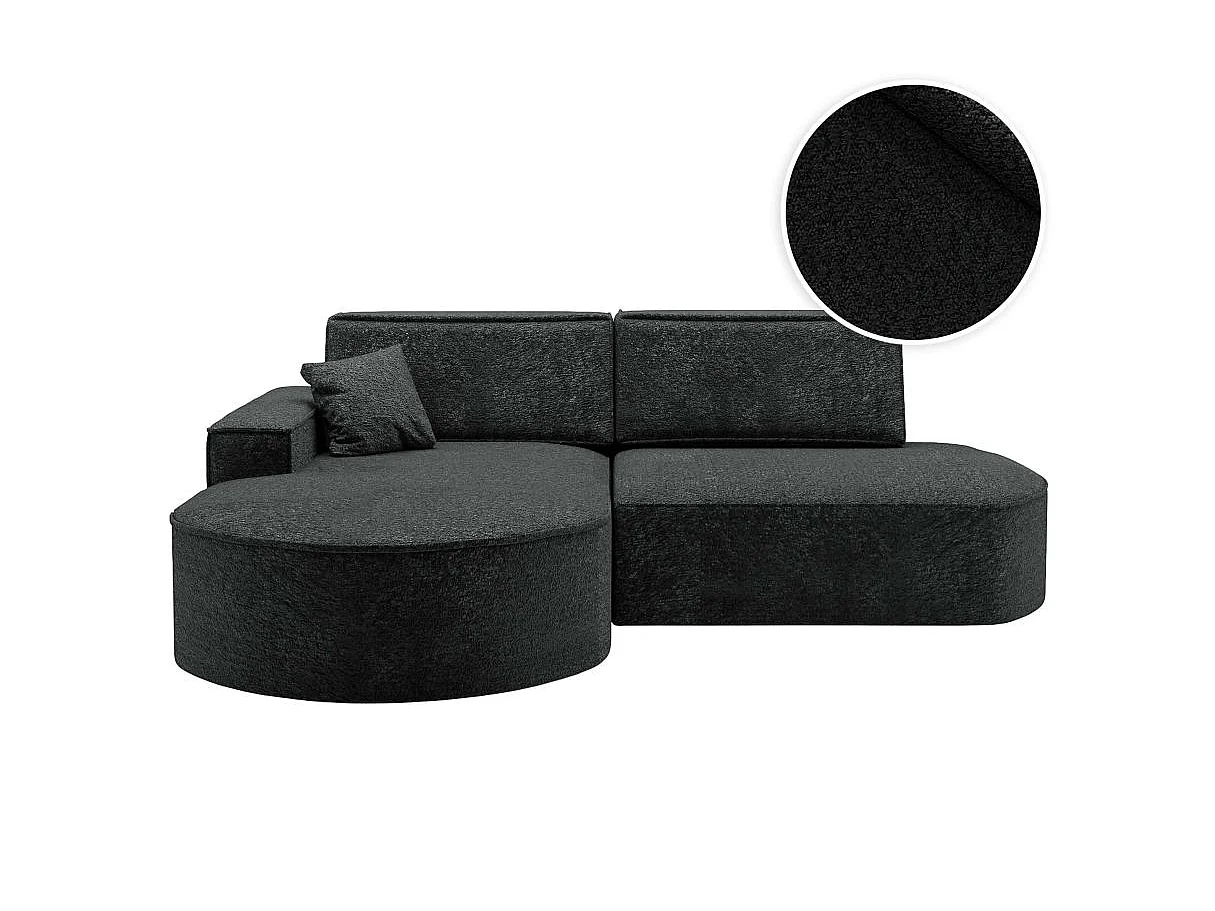 Canapé d'angle convertible 4 places en tissu chenille gris anthracite MARLO
