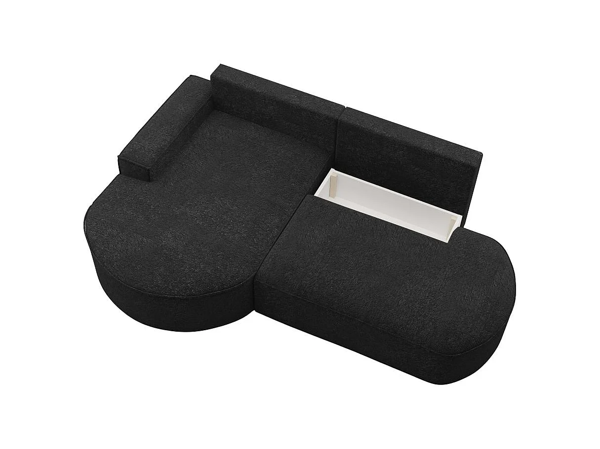 Canapé d'angle convertible 4 places en tissu chenille gris anthracite MARLO