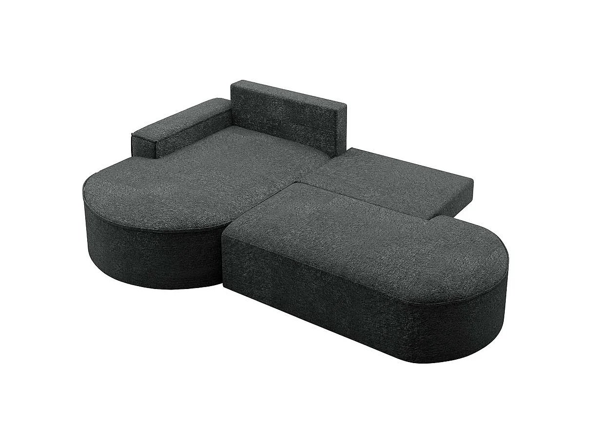Canapé d'angle convertible 4 places en tissu chenille gris anthracite MARLO