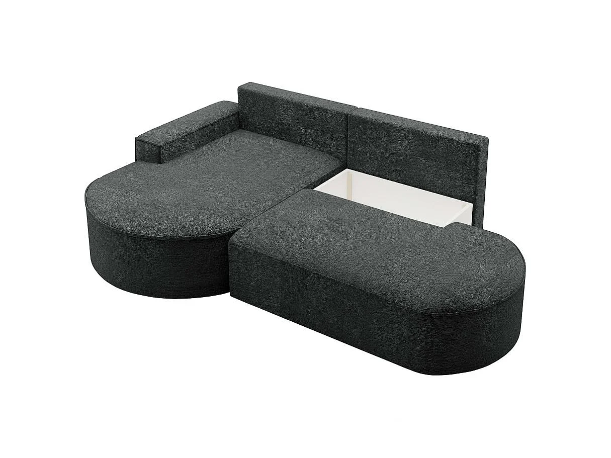 Canapé d'angle convertible 4 places en tissu chenille gris anthracite MARLO
