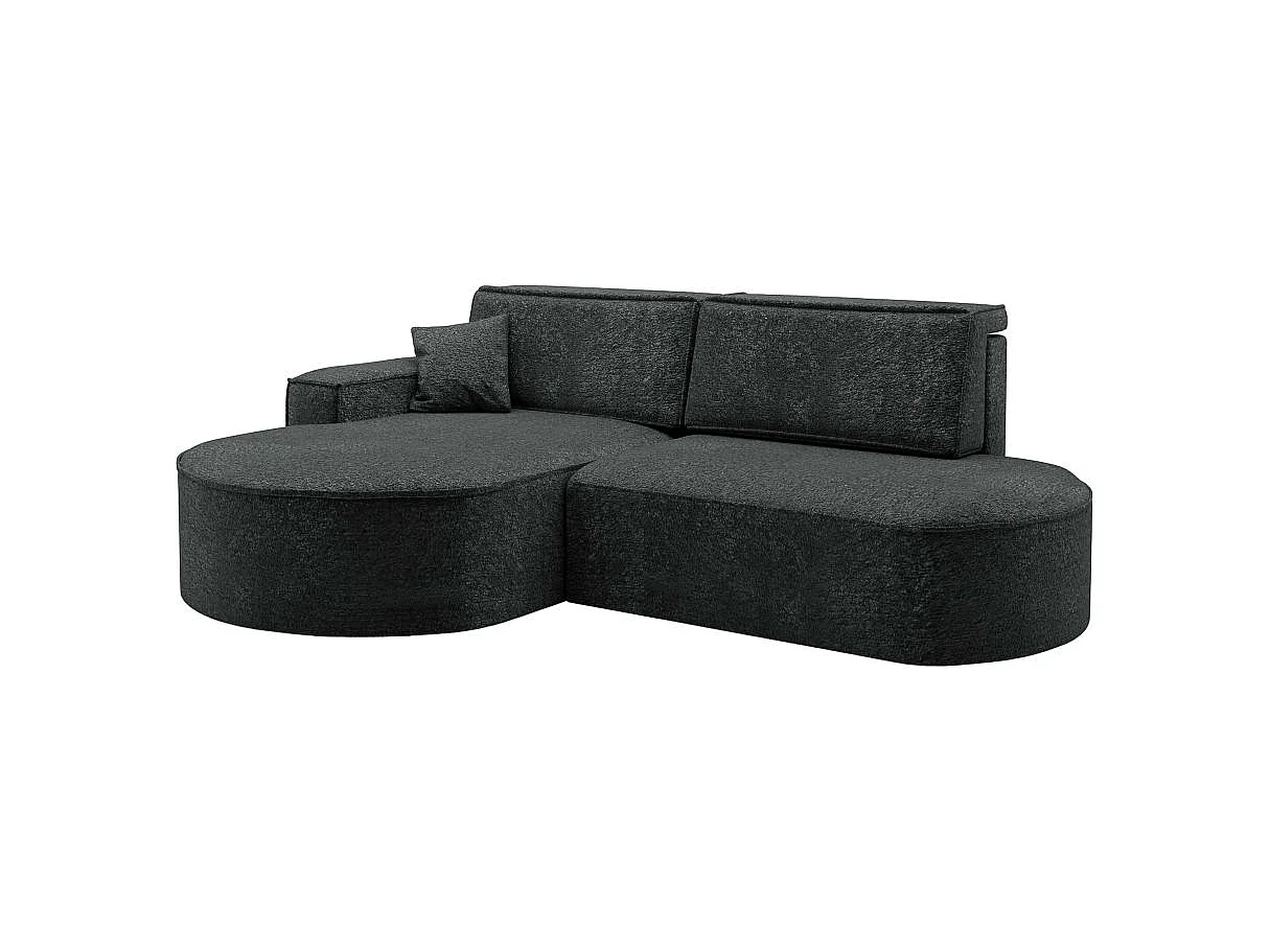 Canapé d'angle convertible 4 places en tissu chenille gris anthracite MARLO