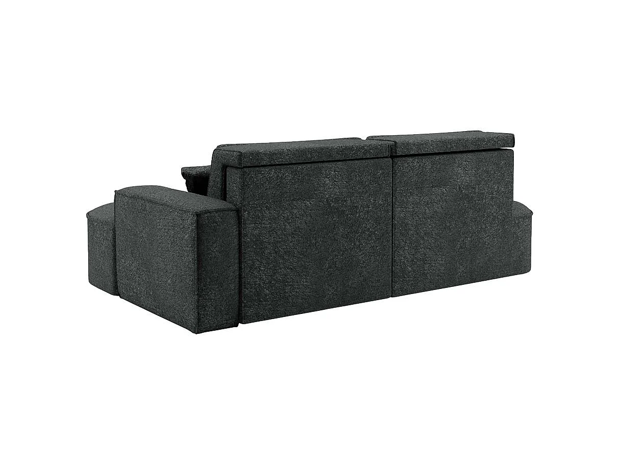 Canapé d'angle convertible 4 places en tissu chenille gris anthracite MARLO