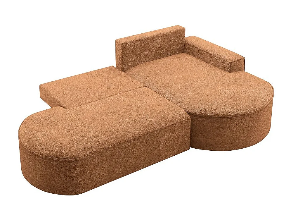 Canapé d'angle droit convertible 4 places MARLO en tissu chenille - Terracotta