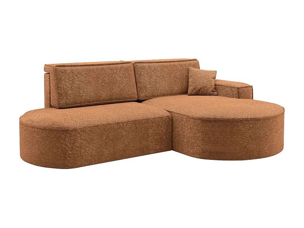 Canapé d'angle droit convertible 4 places MARLO en tissu chenille - Terracotta