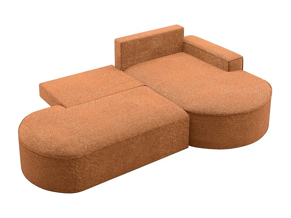 Canapé d'angle droit convertible 4 places MARLO en tissu chenille - Terracotta