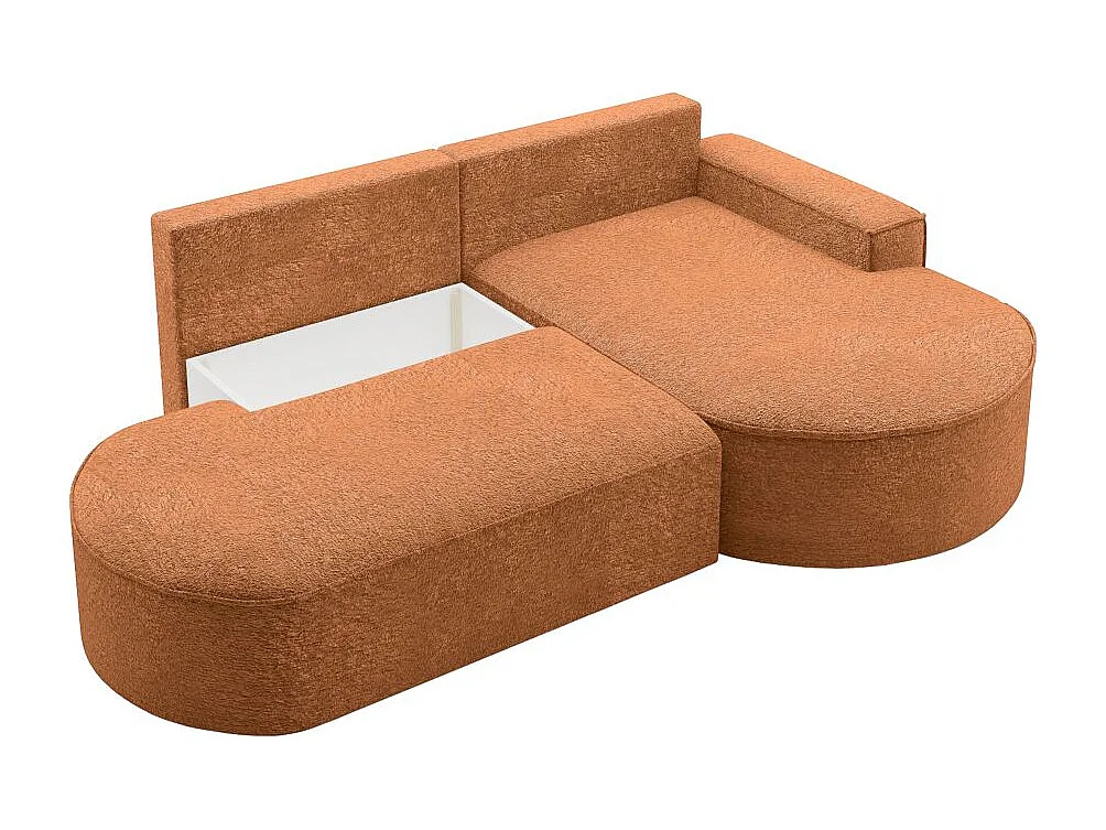 Canapé d'angle droit convertible 4 places MARLO en tissu chenille - Terracotta