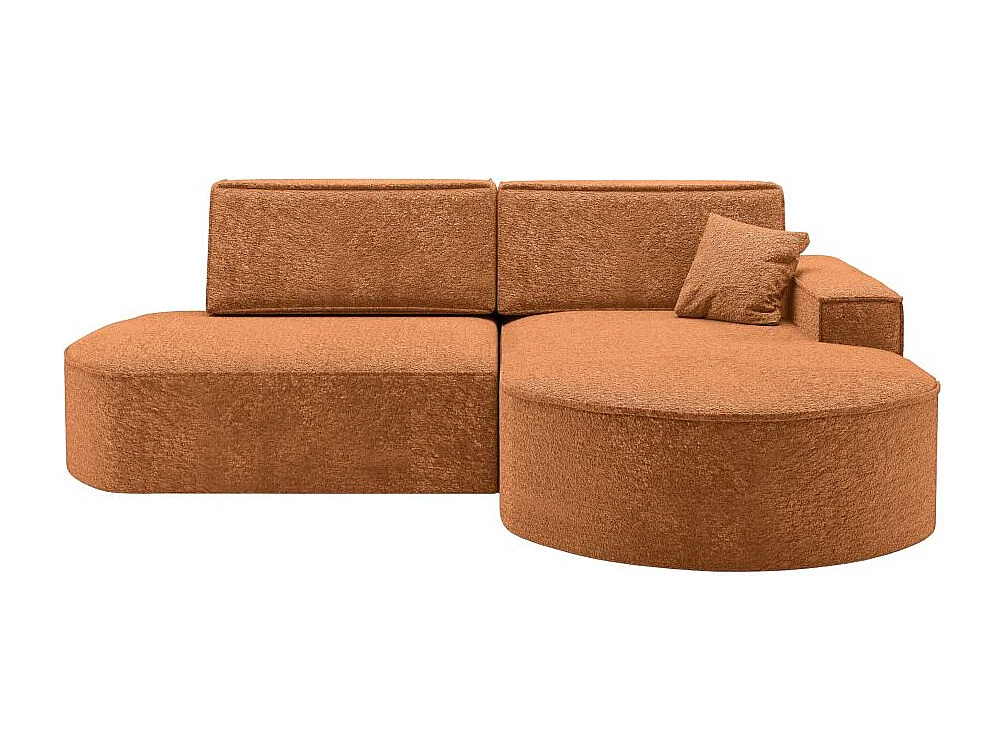 Canapé d'angle droit convertible 4 places MARLO en tissu chenille - Terracotta