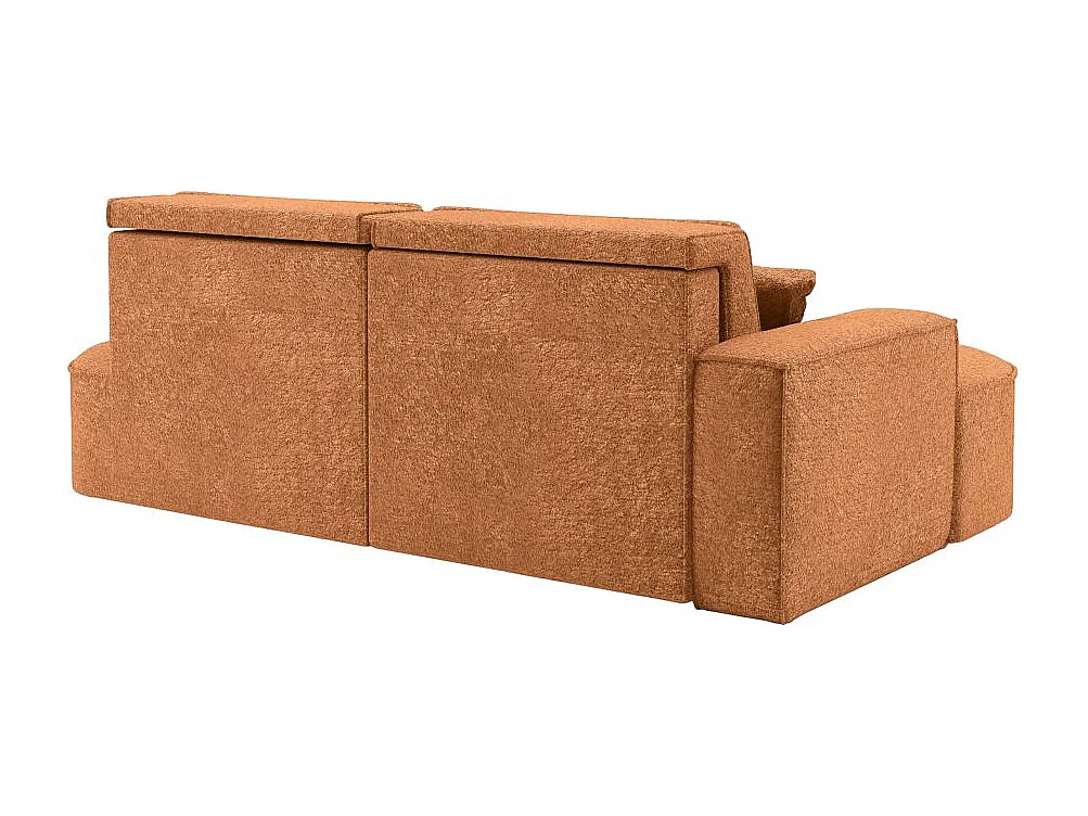 Canapé d'angle droit convertible 4 places MARLO en tissu chenille - Terracotta