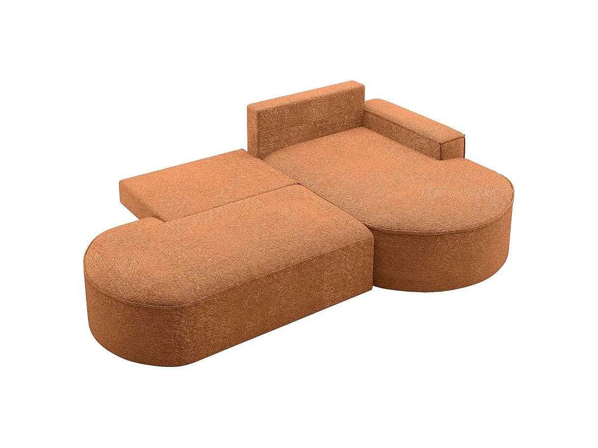 Canapé d'angle convertible 4 places en tissu chenille terracotta MARLO