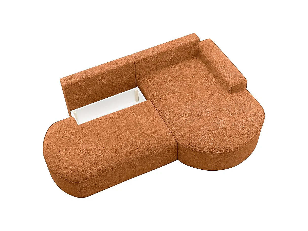 Canapé d'angle convertible 4 places en tissu chenille terracotta MARLO