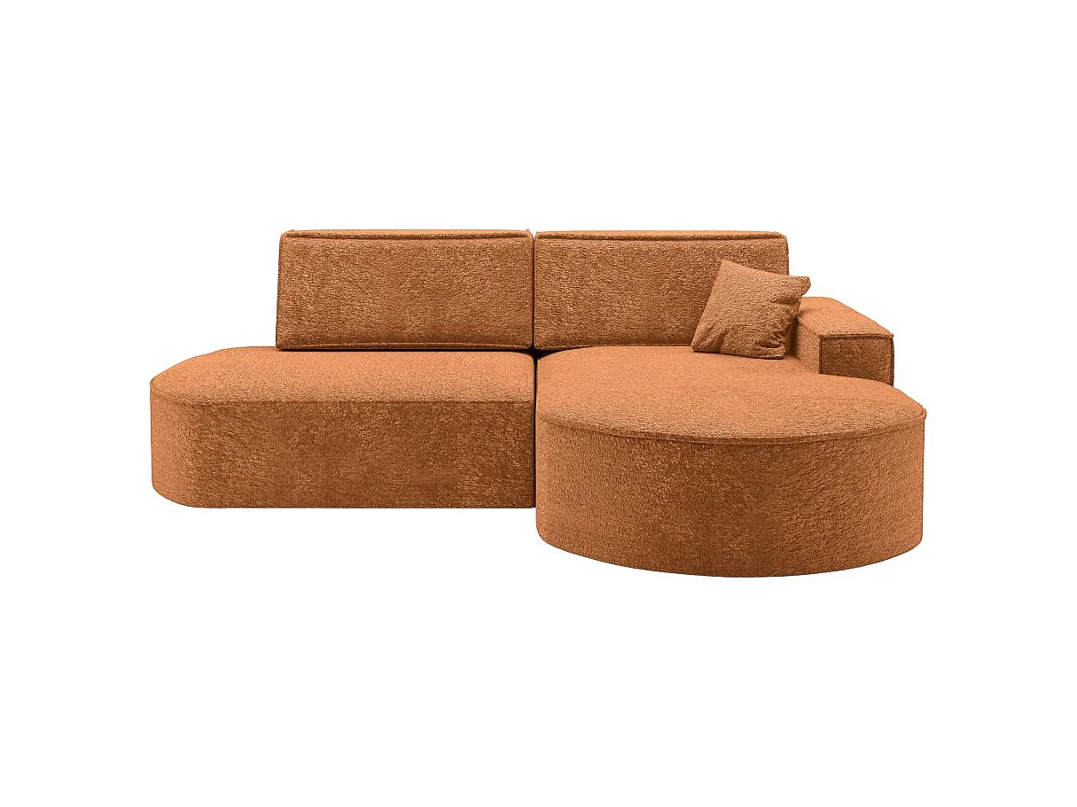 Canapé d'angle convertible 4 places en tissu chenille terracotta MARLO