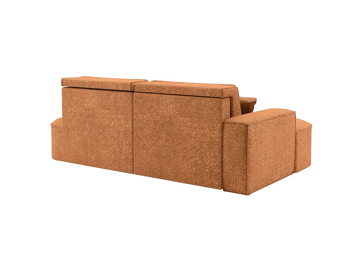 Canapé d'angle convertible 4 places en tissu chenille terracotta MARLO