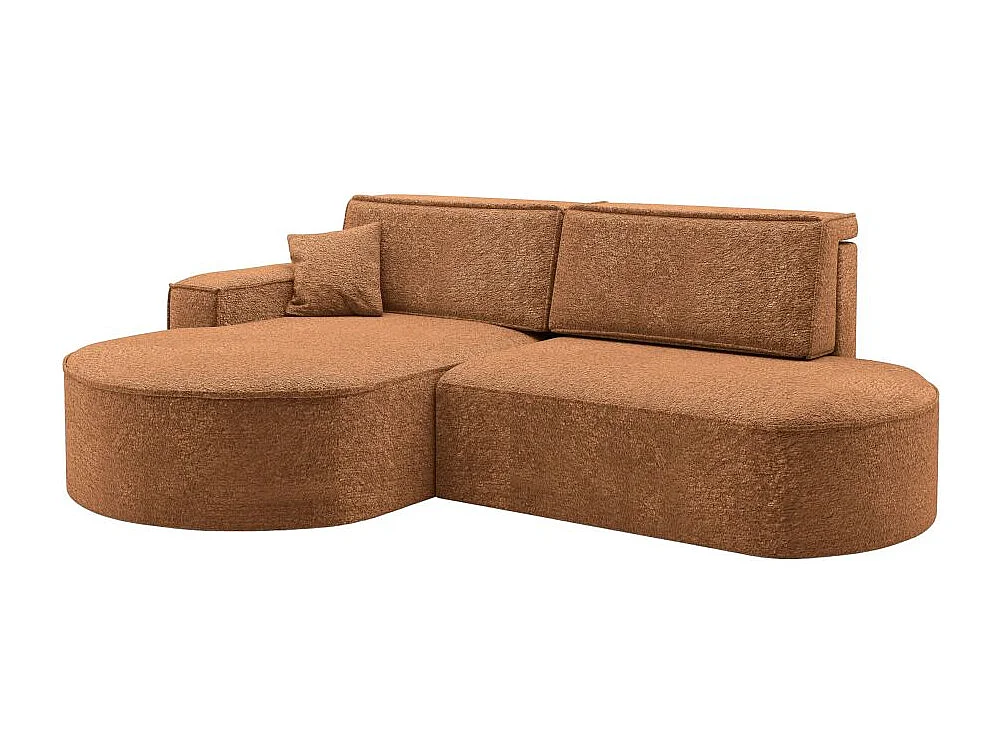 Canapé d'angle gauche convertible 4 places MARLO en tissu chenille - Terracotta
