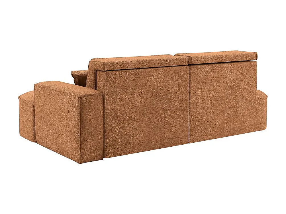 Canapé d'angle gauche convertible 4 places MARLO en tissu chenille - Terracotta