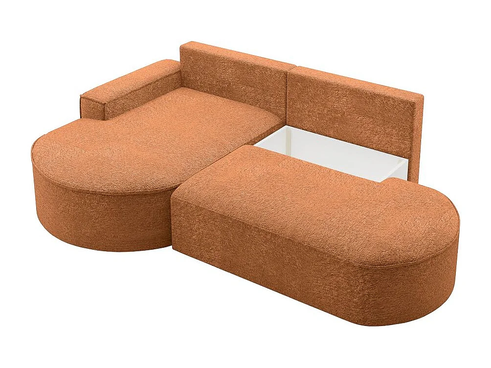 Canapé d'angle gauche convertible 4 places MARLO en tissu chenille - Terracotta