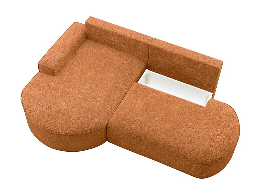 Canapé d'angle gauche convertible 4 places MARLO en tissu chenille - Terracotta