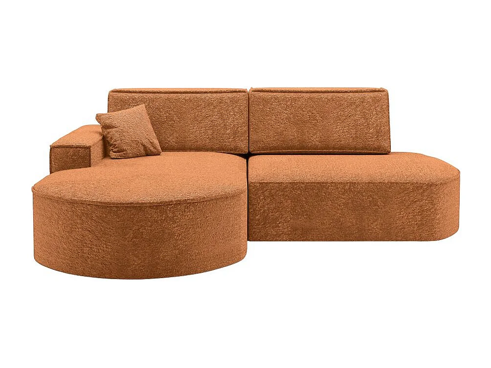 Canapé d'angle gauche convertible 4 places MARLO en tissu chenille - Terracotta
