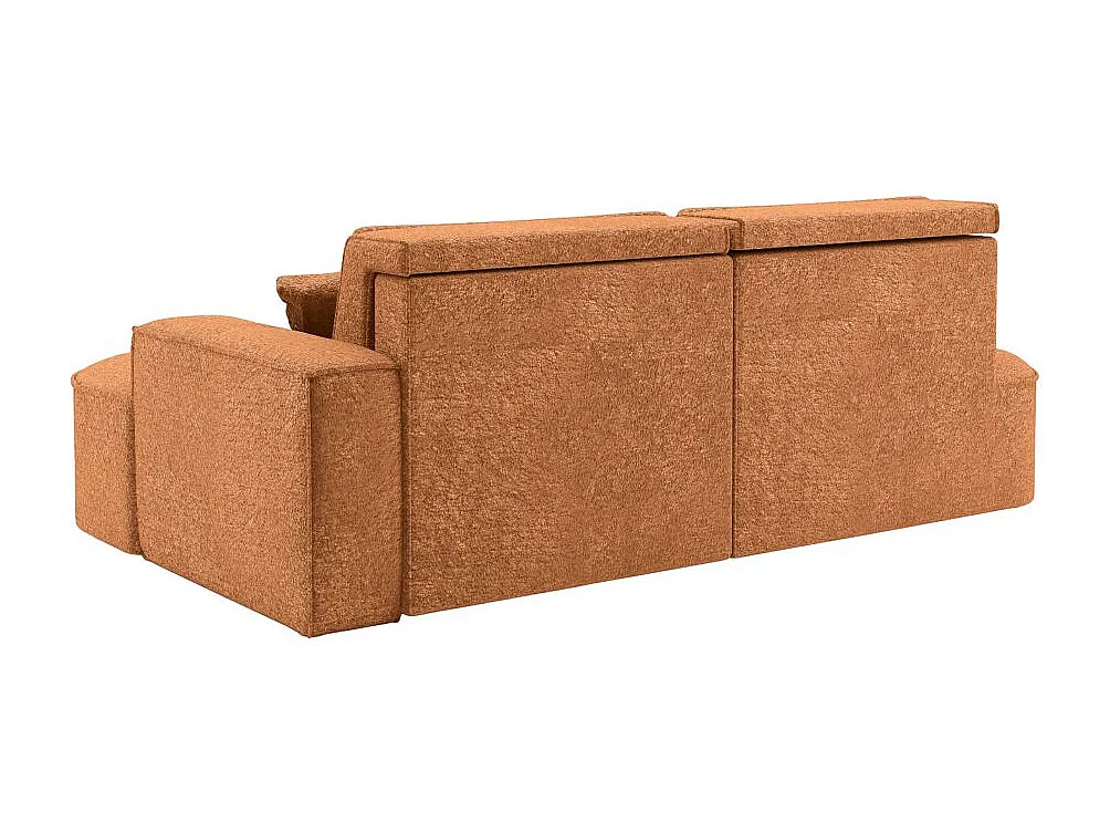 Canapé d'angle gauche convertible 4 places MARLO en tissu chenille - Terracotta