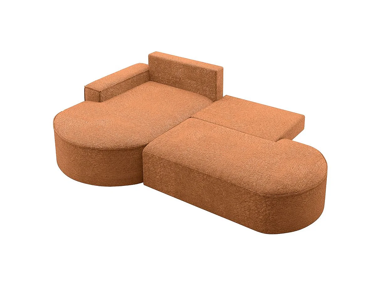 Canapé d'angle convertible 4 places en tissu chenille terracotta MARLO