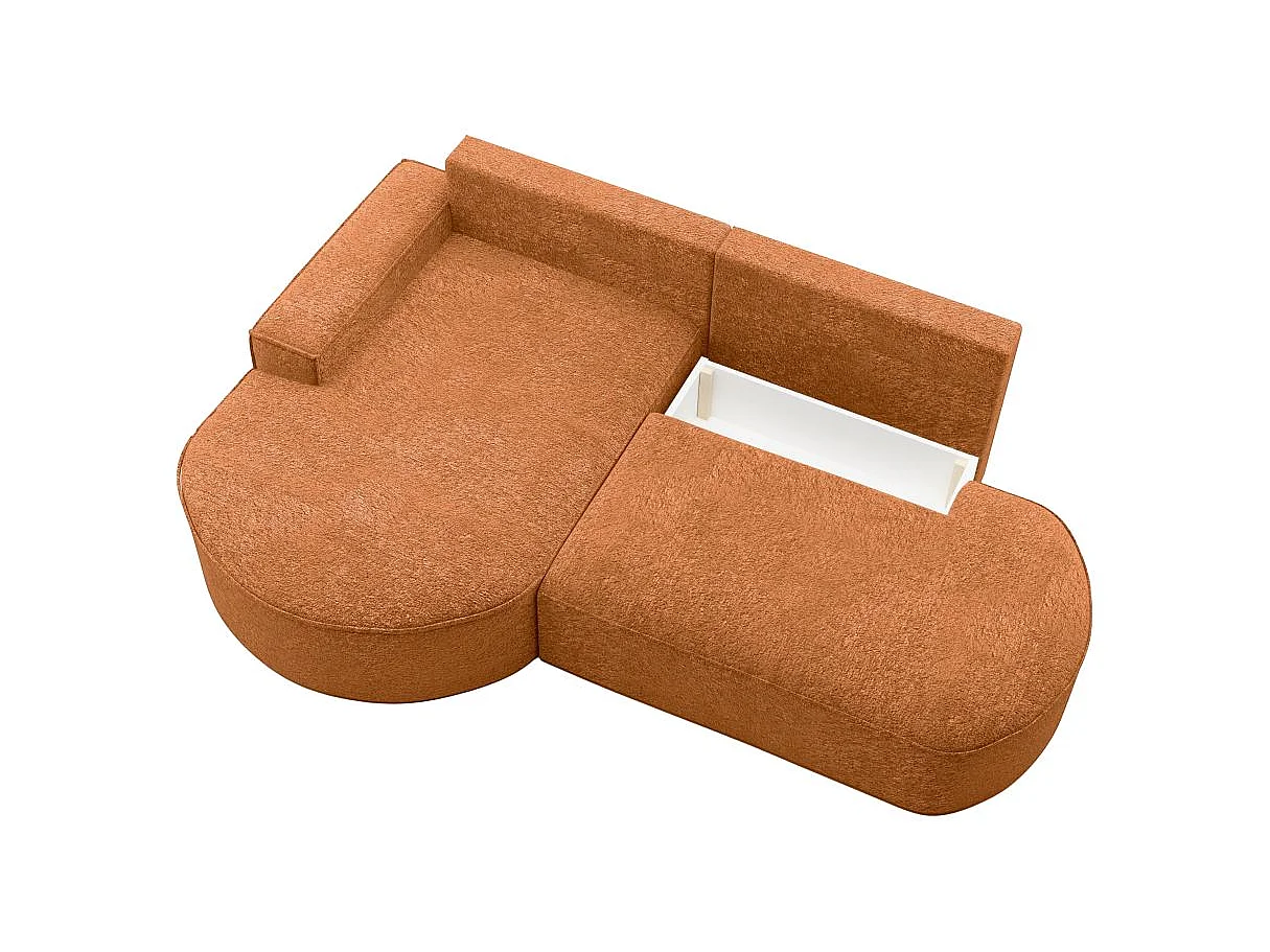 Canapé d'angle convertible 4 places en tissu chenille terracotta MARLO