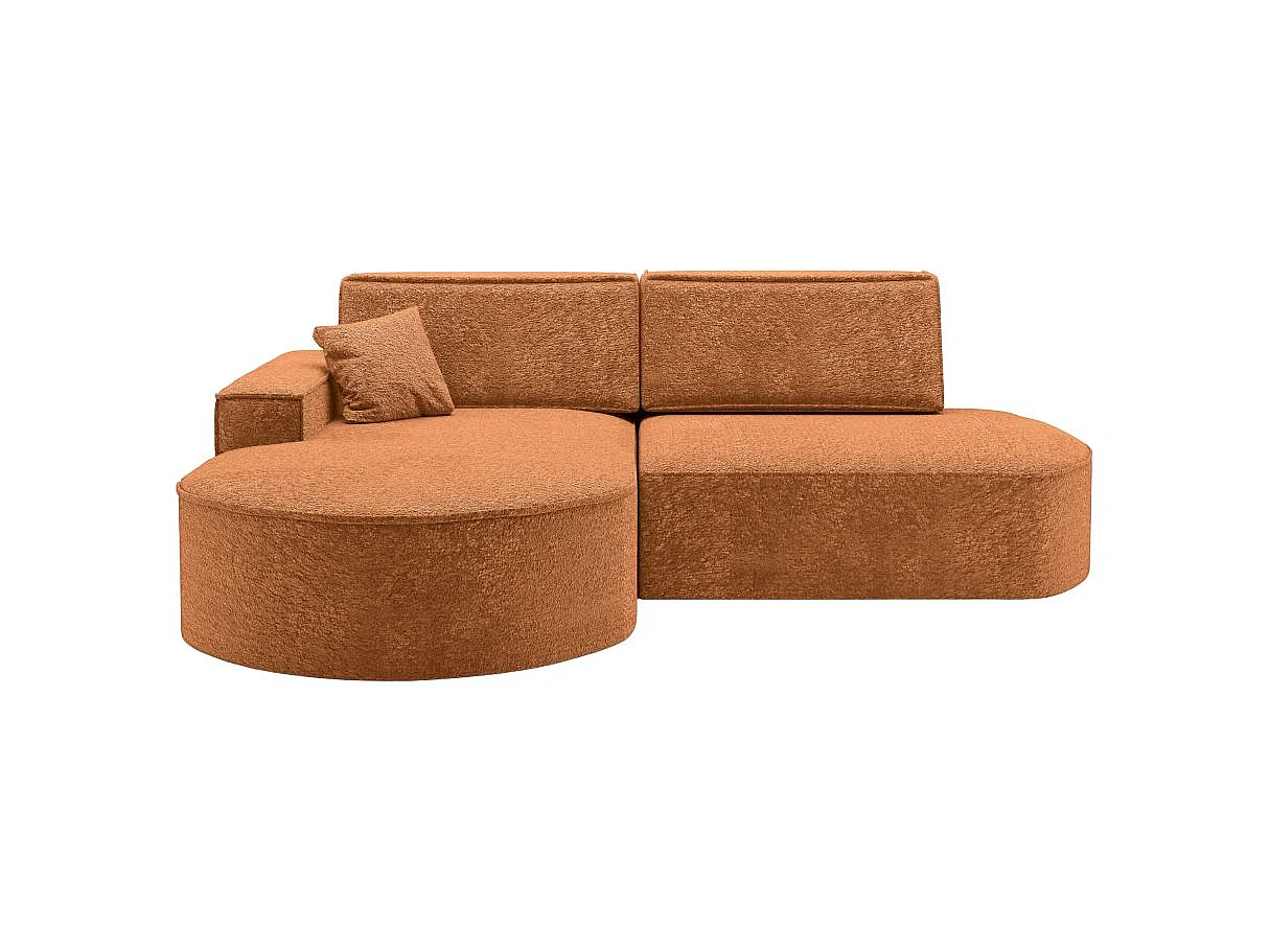 Canapé d'angle convertible 4 places en tissu chenille terracotta MARLO