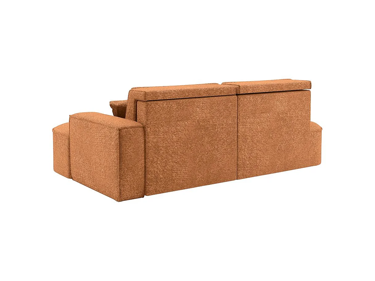 Canapé d'angle convertible 4 places en tissu chenille terracotta MARLO