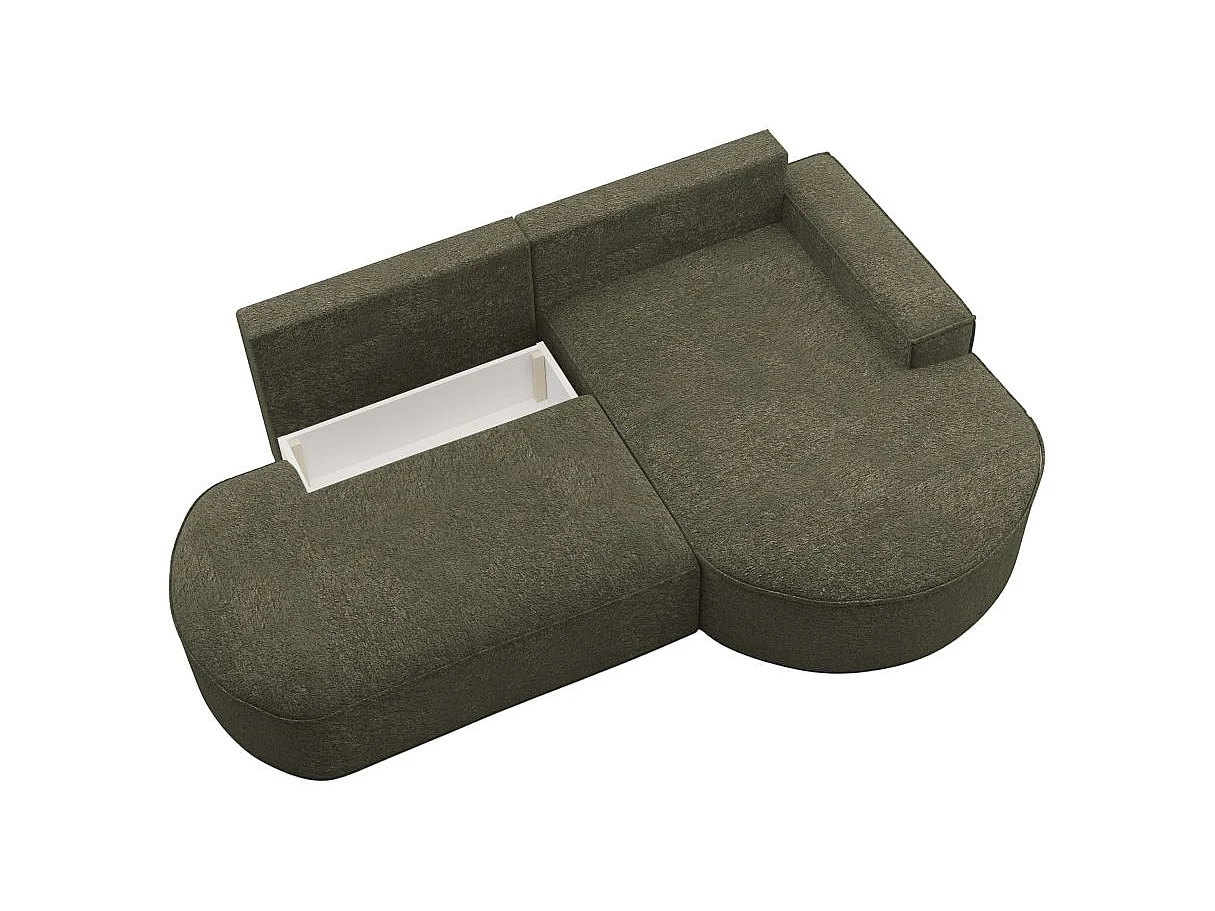 Canapé d'angle convertible 4 places en tissu chenille vert foncé MARLO